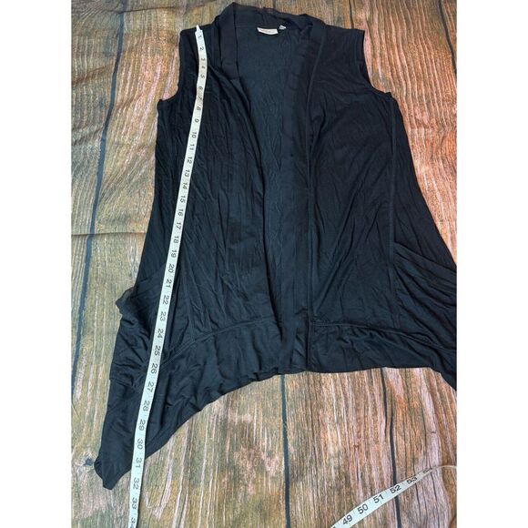 LOGO Lori Goldstein Black Open Front Sleeveless Vest Sz‎ XS Cardigan Women - Picture 5 of 7